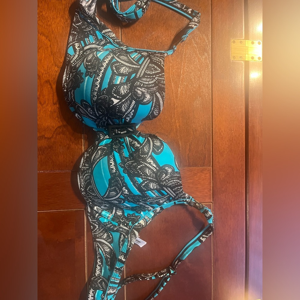Vibrant Blue and Black swim top